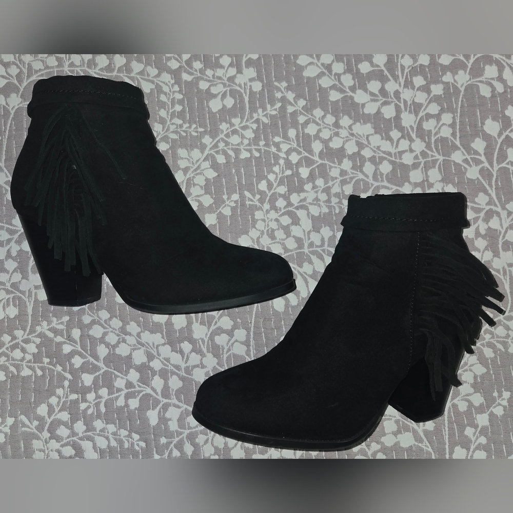 Black Fringe Ankle Boots
